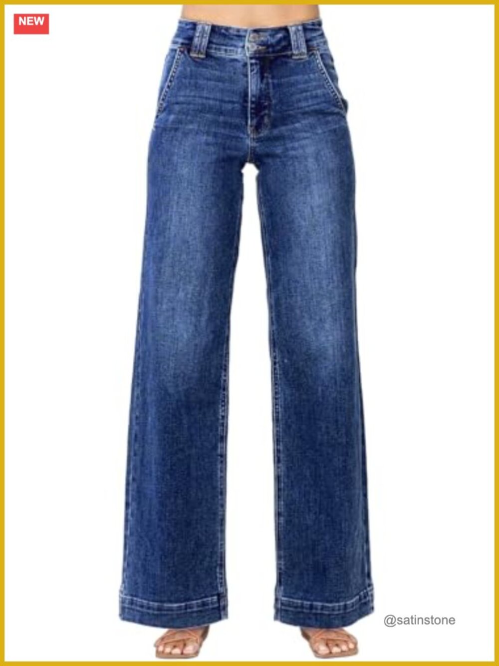 Women's High Waisted Wide Leg Baggy Jeans Stretchy Straight Denim Pants with